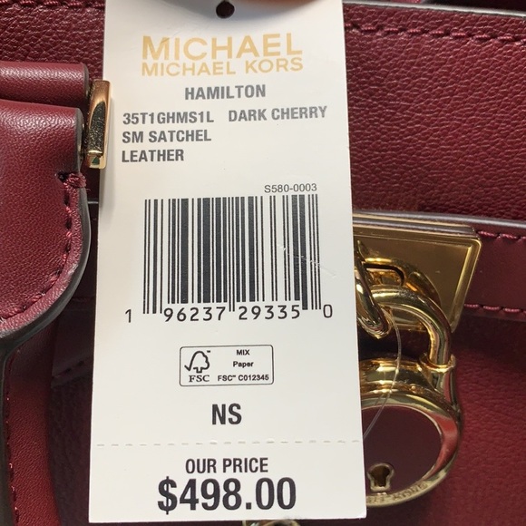 Michael Kors Hamilton Small Satchel Shoulder Crossbody Bag Dark sherry color - Picture 16 of 16